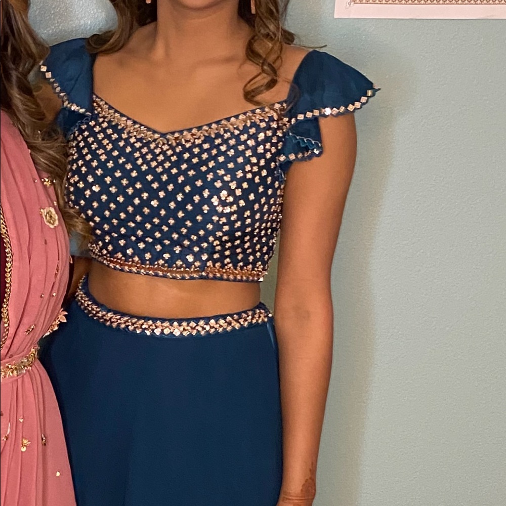 Teal lengha